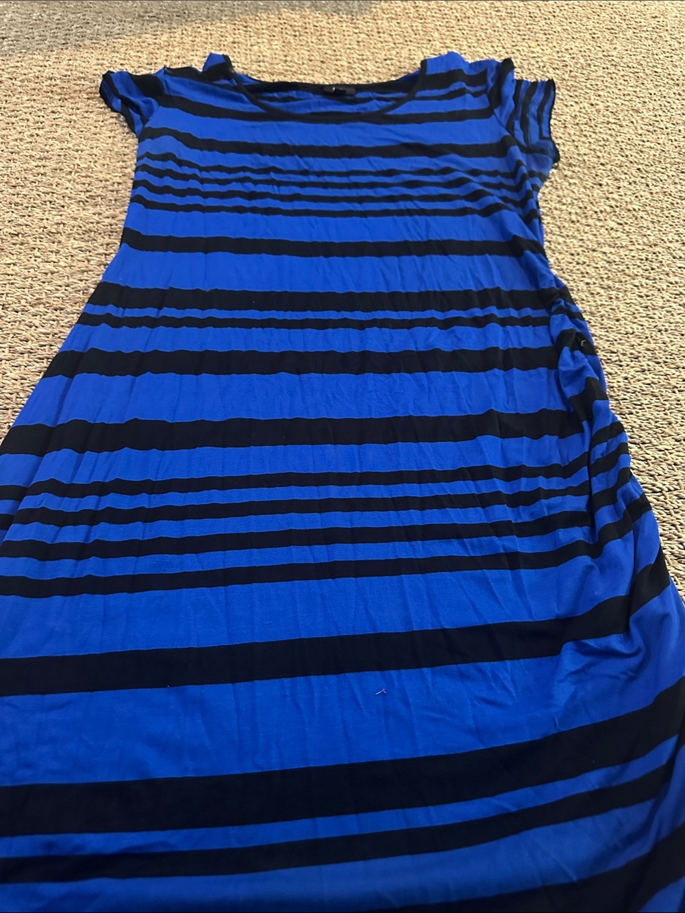 Mossimo Supply Co. Blue and Black Striped Midi Dress